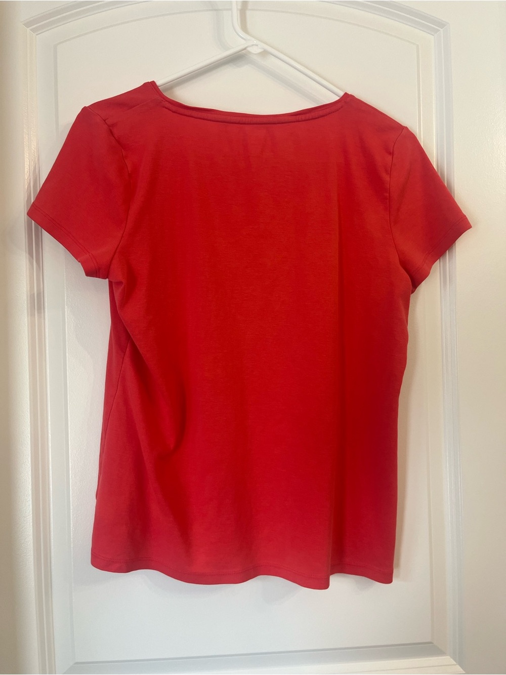 Talbots Coral Orange Short Sleeve V-Neck Tee 100% Pima Cotton Size Large Petite - Picture 4 of 7